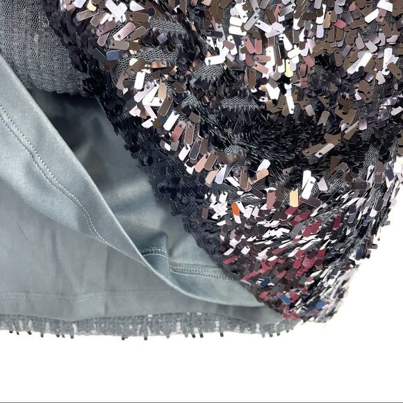 Express Black Stretch Sequined Mini Skirt - Picture 8 of 14